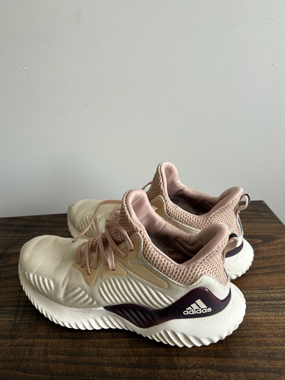 Adidas Cream and Blush Running Shoes, Size 7.5, UK 6.